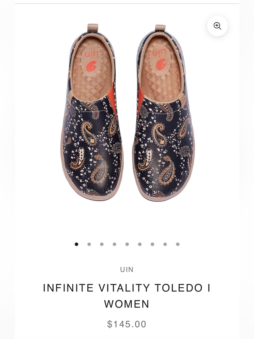 UIN Black Paisley Slip-On Shoes with Tan Sole